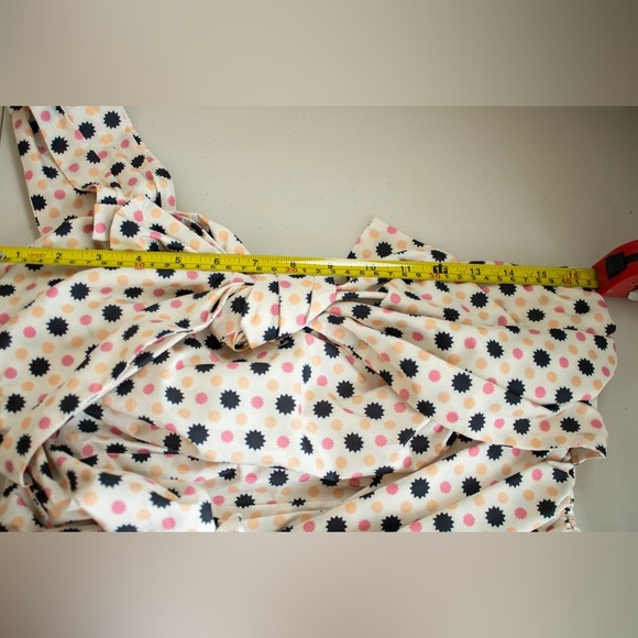 Maeve By Anthropologie Cream Polka Dot Bow Tie One Shoulder Women's Top Size 12 - Picture 7 of 10